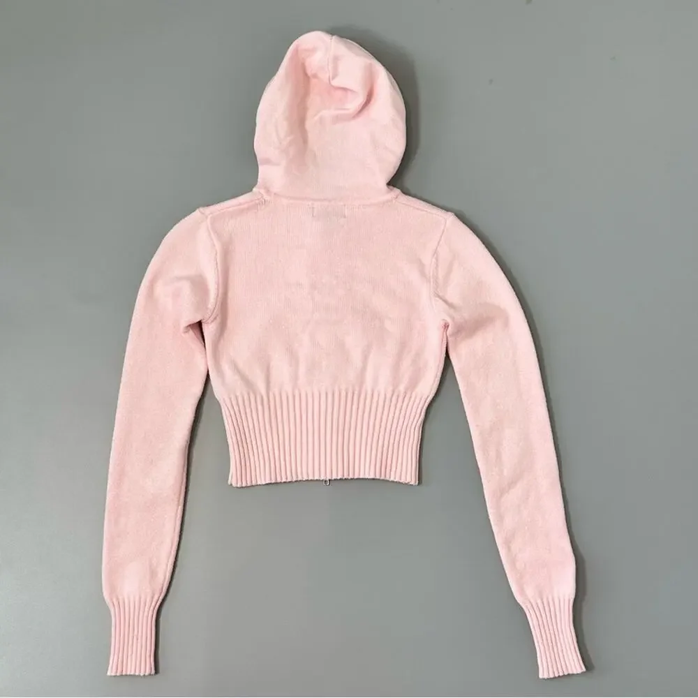 New EDIKTED Desiree Knitted Hooded Cardigan in Light Pink - Picture 7 of 9